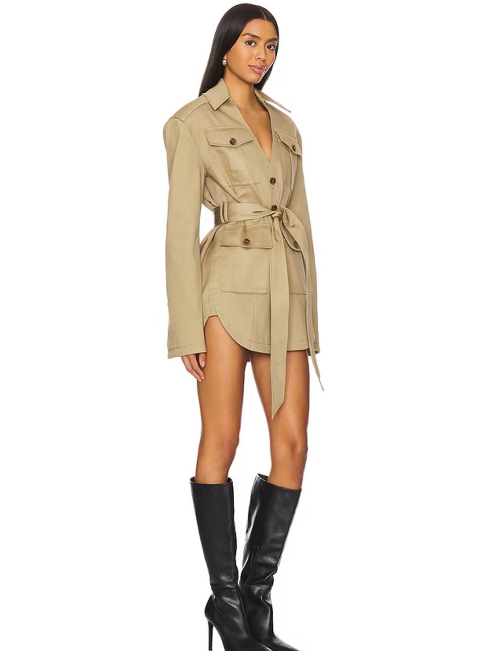 EAVES Revolve Lumi Mini Dress in Khaki - XS - Picture 2 of 6